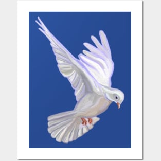 Flying White Angelic Dove Bird Posters and Art